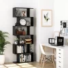 Homfa Geometric Bookcase Wooden Wood S Shape Storage Display Unit Bookcase Bookshelf 6-tier Storage, 75
