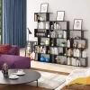 Homfa Geometric Bookcase Wooden Wood S Shape Storage Display Unit Bookcase Bookshelf 6-tier Storage, 75