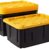 Homz 27 Gallon Durabilt Tough Plastic Storage Boxes, Black and Yellow, 2 Count