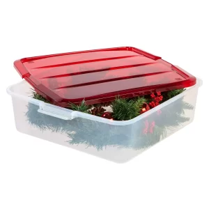 IRIS 20 Inch Wreath Storage Box, 3 Pack, Red
