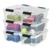 IRIS USA 12 Qt Clear Plastic Storage Box with Latches, 6 Pack