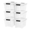 IRIS USA 19 Qt Clear Plastic Storage Box with Latches, 6 Pack