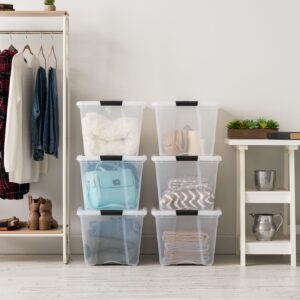 IRIS USA 54 Qt Clear Plastic Storage Box with Latches, 6 Pack