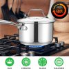 NutriChef 2-Quart Stainless Steel Saucepan - 18/8 Food Grade Heavy Duty Cookware, Sauce Pot, Stew Pot, Simmering Pot Kitchenware w/ See Through Lid, Dishwasher Safe, For Induction Gas Ceramic Cooktops