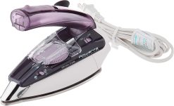 Rowenta DA1560 Travel-Ready 1000-Watt Compact Steam Iron Stainless Steel Soleplate 120-Volt and 240-Volt, 200-Hole, Purple
