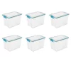 Sterilite 20 Qt. Gasket Box Plastic, Blue Aquarium, Set of 6