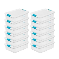 Sterilite 32 Qt Plastic Clear Stackable Latching Storage Box Container (12 Pack)
