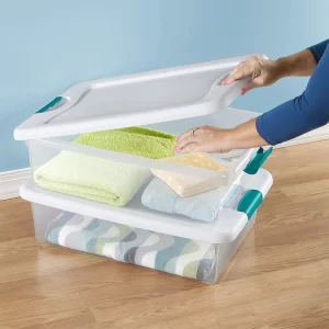 Sterilite 32 Qt Plastic Clear Stackable Latching Storage Box Container (12 Pack)