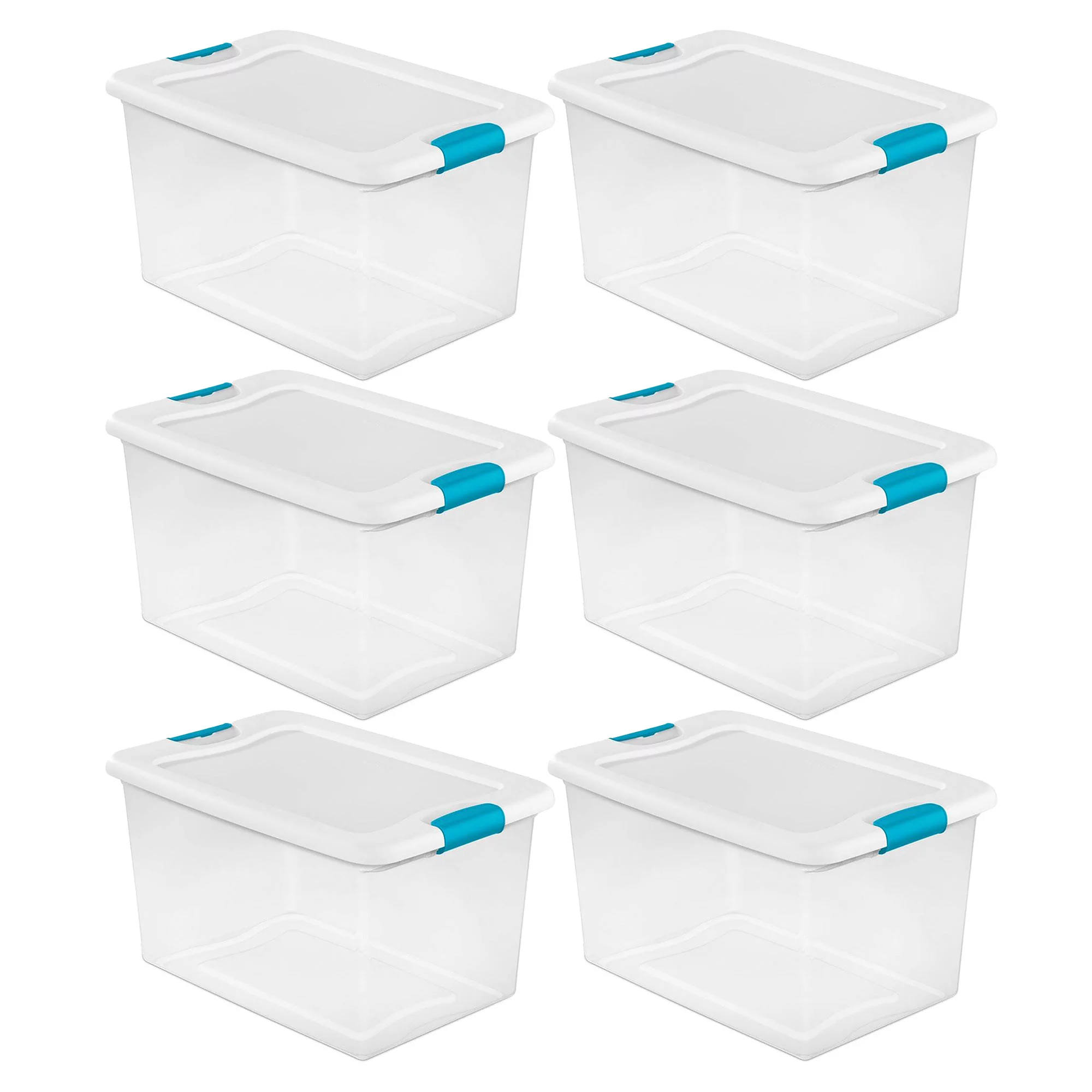 Sterilite 64 Quart Clear Plastic Storage Bin with White Latch Lid, 6 ...