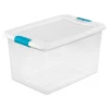 Sterilite 64 Quart Clear Plastic Storage Bin with White Latch Lid, 6 Pack