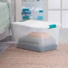 Sterilite 64 Quart Clear Plastic Storage Bin with White Latch Lid, 6 Pack