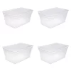 Sterilite 90 Qt. Storage Box Plastic, White, Set of 4