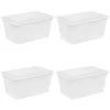 Sterilite 90-Quart Storage Box with Clear Base and White Lid (4 Pack)