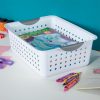 Sterilite Medium Ultra Plastic Storage Organizer Basket, White, (18 Pack)