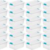 Sterilite Plastic 15 Quart Storage Box Container with Latching Lid, 24 Pack