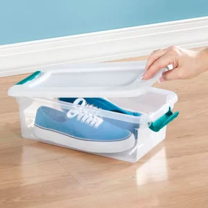 Sterilite Plastic 6-Quart Storage Box Container with Latching Lid, 12 Pack