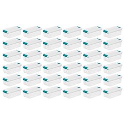 Sterilite Plastic 6 Quart Storage Box Container with Latching Lid, 36 Pack