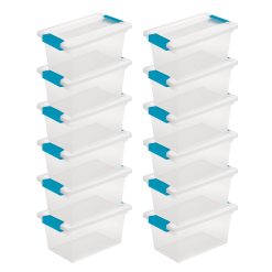 Sterilite Plastic Clip Storage Box Container with Latching Lid, 12 Pack