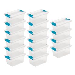 Sterilite Plastic Clip Storage Box Container with Latching Lid, 16 Pack