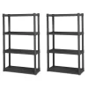 Sterilite Plastic Indoor Outdoor 4 Shelf Durable Shelving Unit, Gray 2 Pack