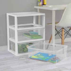 Sterilite Wide 3 Drawer Tower White