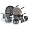 T-fal B063SC74 12-Piece Nonstick Cookware Set with Lids in Grey