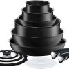 T-fal Ingenio Expertise Nonstick Removable Handle Cookware Set. Fry, Sauce Pan, Pots, 13 piece, Black