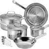 T-fal Pro E760SC Performa Stainless Steel Dishwasher Oven Safe Cookware Set, 12-Piece, Silver, 0