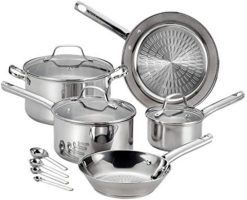 T-fal Pro E760SC Performa Stainless Steel Dishwasher Oven Safe Cookware Set, 12-Piece, Silver, 0