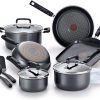 T-fal Signature Titanium Nonstick 12 Piece Cookware Set, Grey, B061SC