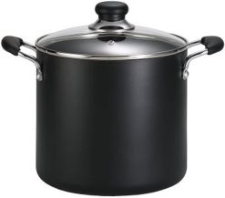 T-fal Soup, Stock, Dishwasher Safe Nonstick Pot, 8 Quart, Charcoal, Black