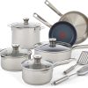 T-fal Unlimited Collection, Stainless Steel Platinum Non-stick, 12-Piece Cookware Set