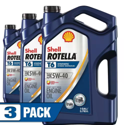 (3 pack) Shell Rotella T6 Full Synthetic 5W-40 Diesel Engine Oil, 1 Gallon
