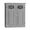 Beachcrest Home Woodley Removable Wooden Wall Cabinet with Cross Molding and 2 Doors, Gray