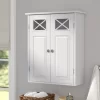 Beachcrest Home Woodley Removable Wooden Wall Cabinet with Cross Molding and 2 Doors, White