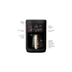 Beautiful 14 Cup Programmable Touchscreen Coffee Maker, Black Sesame by Drew Barrymore