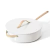 Beautiful 5.5 Quart Ceramic Non-Stick Saute Pan, White Icing, by Drew Barrymore