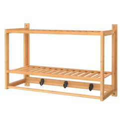 ClosetMaid 23.6 in. W Bamboo Wall-Mounted Wood Shelving with Hooks