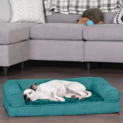 FurHaven Plush & Suede Full Support Orthopedic Sofa Dog & Cat Bed, Deep Pool, Medium