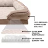 FurHaven Velvet Waves Perfect Comfort Orthopedic Sofa Cat & Dog Bed, Brownstone, Medium