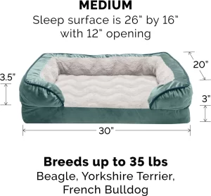 FurHaven Velvet Waves Perfect Comfort Orthopedic Sofa Cat & Dog Bed, Celadon Green, Medium