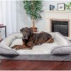 FurHaven Velvet Waves Perfect Comfort Orthopedic Sofa Cat & Dog Bed, Granite Gray, Jumbo Plus