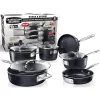 Granitestone Original Stack Master 10 Piece Cookware Set, Triple Layer Nonstick Granite Stone, Large, Black