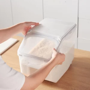 HANAMYA BPA Free Pet Food Storage Container & Measuring Cup 10lbs, White