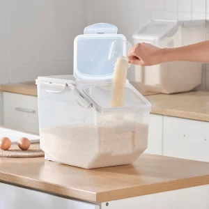 HANAMYA BPA Free Pet Food Storage Container & Measuring Cup 10lbs, White