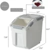 HANAMYA Pet Food Storage Container with Measuring Cup 10lbs, White & Gray