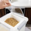 HANAMYA Pet Food Storage Container with Measuring Cup 10lbs, White & Gray