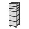 IRIS Black 6-Drawer Storage Cart With Organizer Top