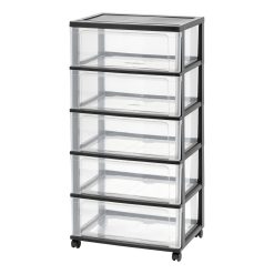 Iris 5 Drawer Rolling Storage Cart, 1 Pack, Black