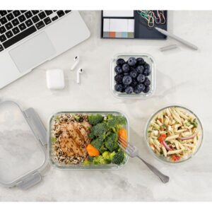 Joyful by JoyJolt 24-Piece Light Gray Glass Storage Container Set with Leakproof Lids